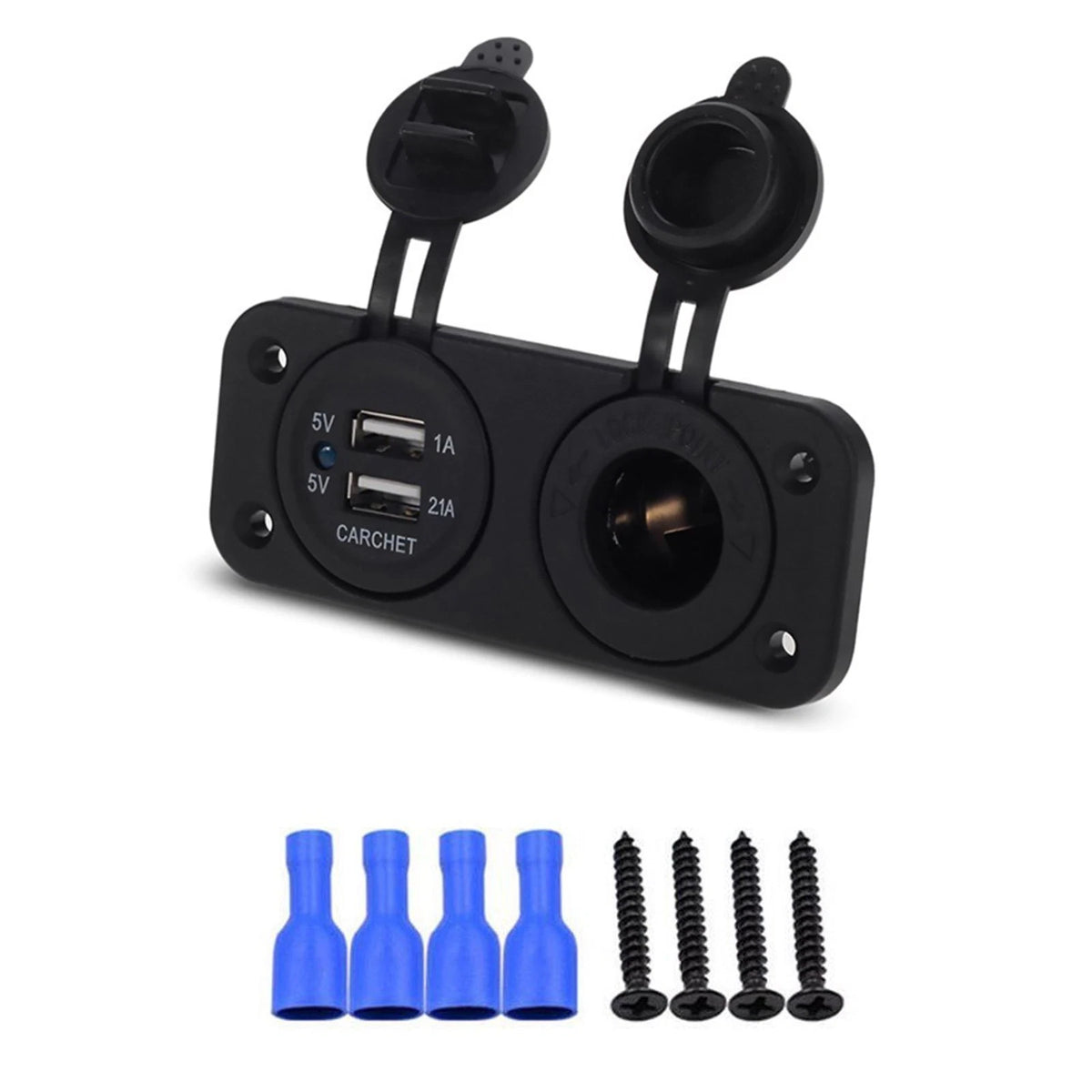 5V USB Car Cigarette Lighter Socket Splitter Charger with Blue Light