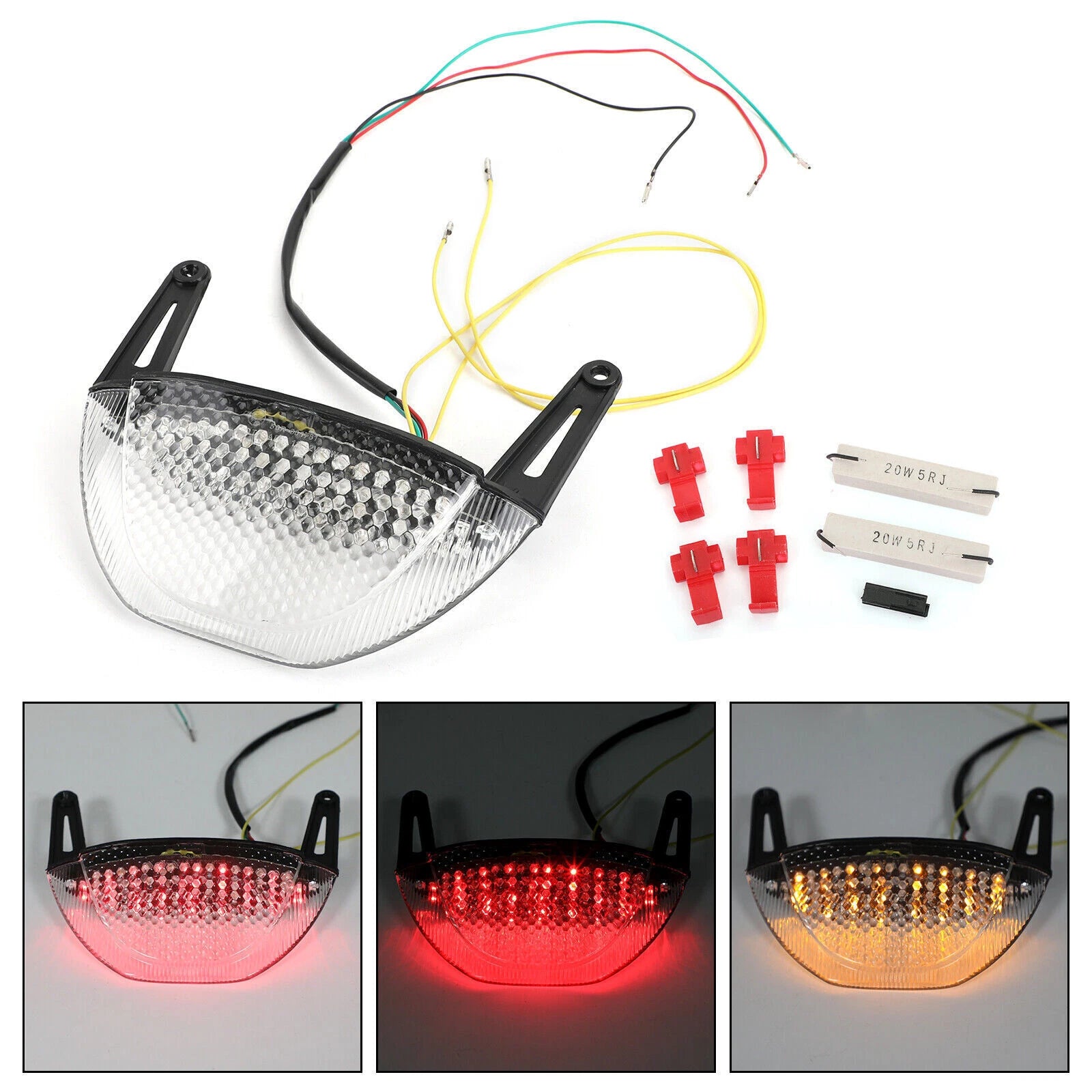 Rear Brake Turn Signals Taillight for Honda CBR 600RR (2007–2012) Clear T9