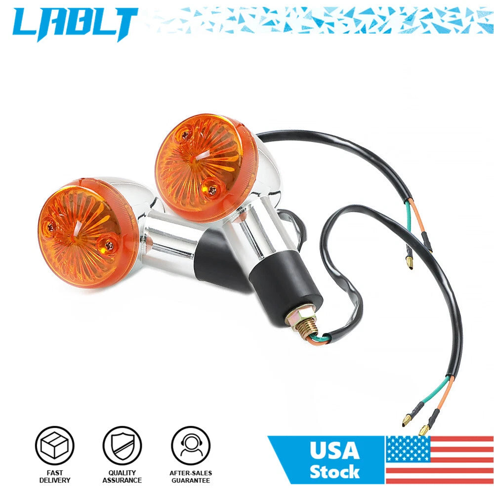 2X Front Rear Turn Signal Blinker Indicator Light for Motorcycle (Amber Chrome)