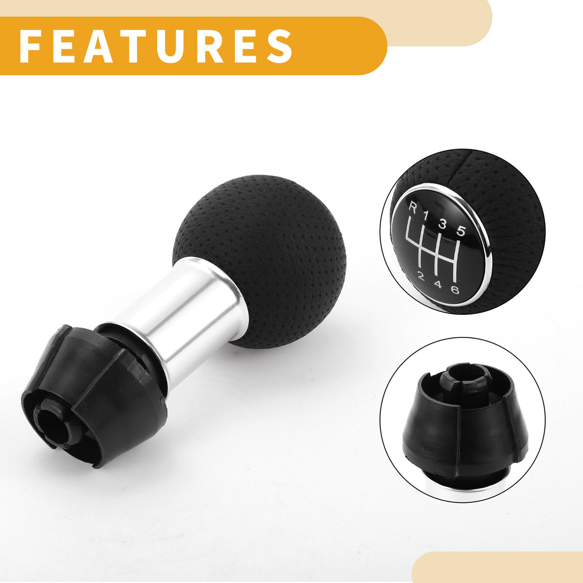 6 Speed Manual Shift Knob Replacement for Audi A3 (2008–2020) Black