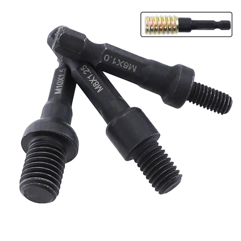 Set of 6 Cr-Mo Self-Tapping Socket Adapters for Insert Nuts or Hanger Bolt