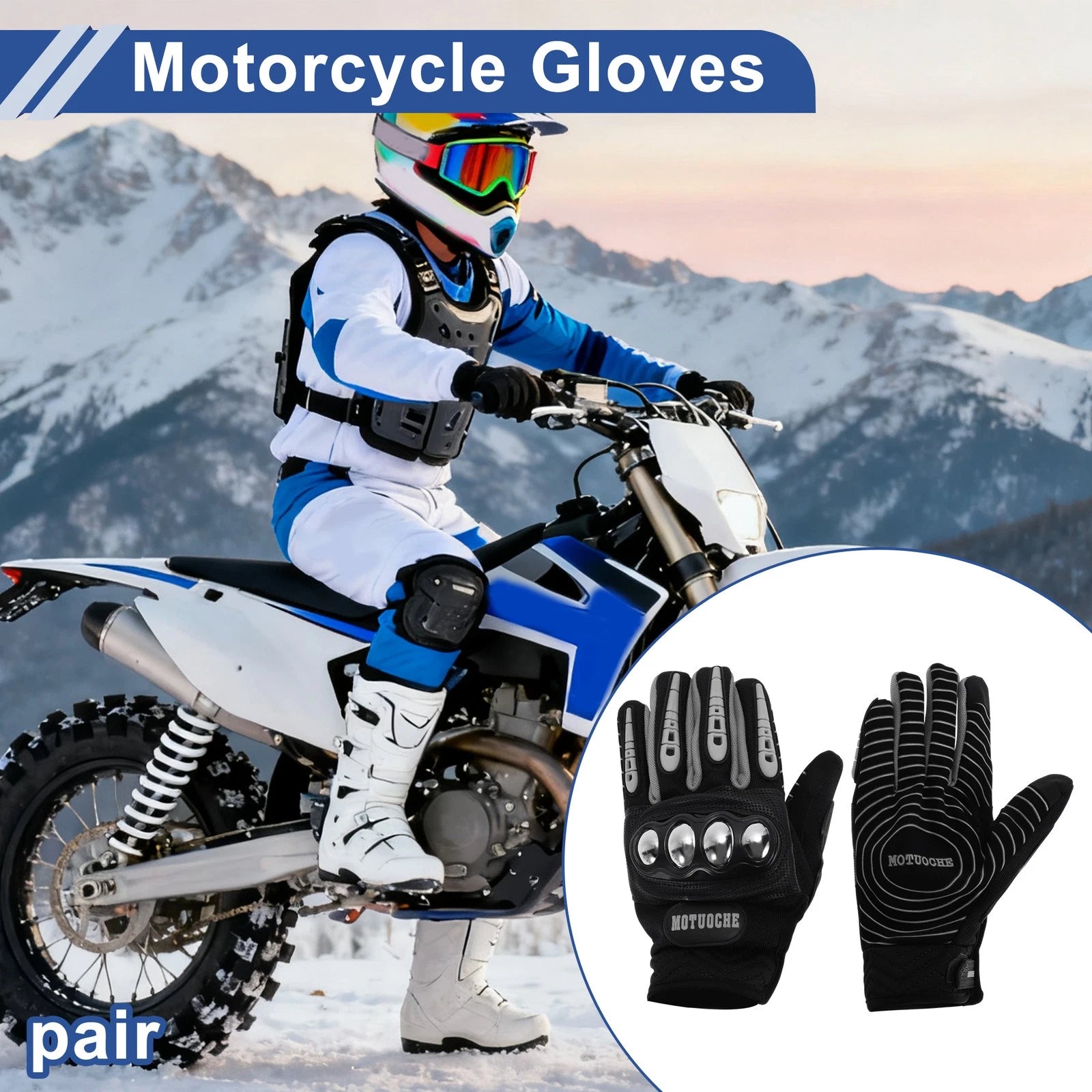 Mens Steel Shell Cycling Gloves for Mountain Biking (Full Finger)
