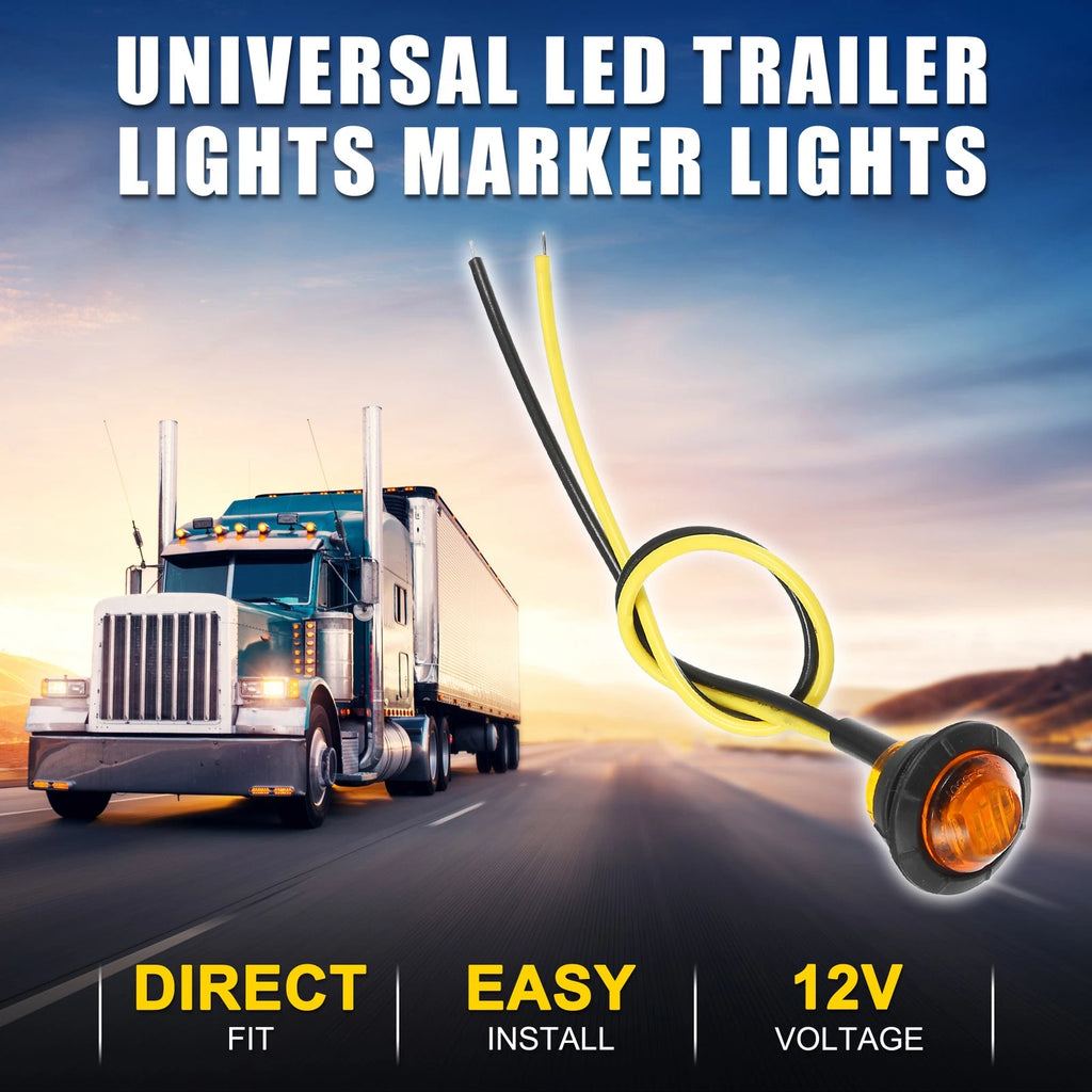 LED Trailer Marker Lights 12V Waterproof Yellow Set for Universal Trailer (All Years)