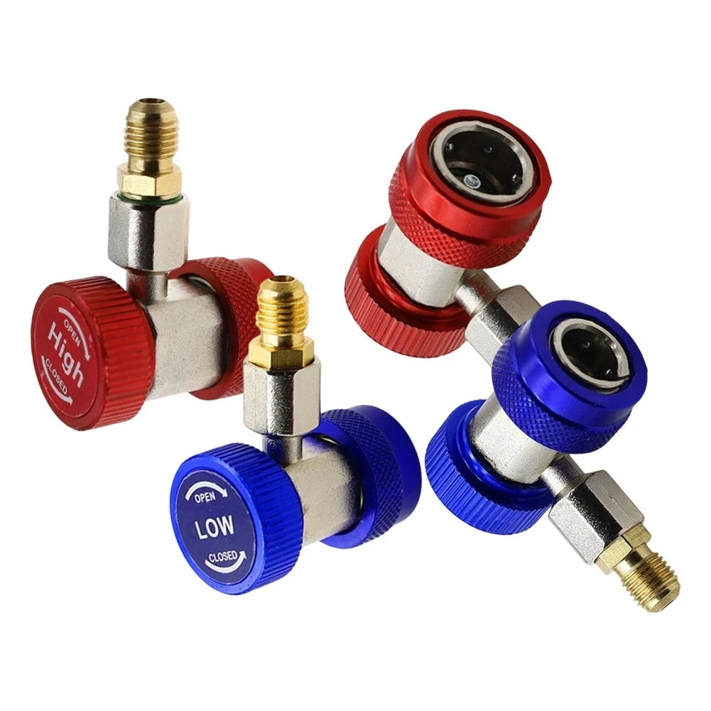 Set of 2 Adjustable R134A AC Quick Couplers for Car Air Conditioner