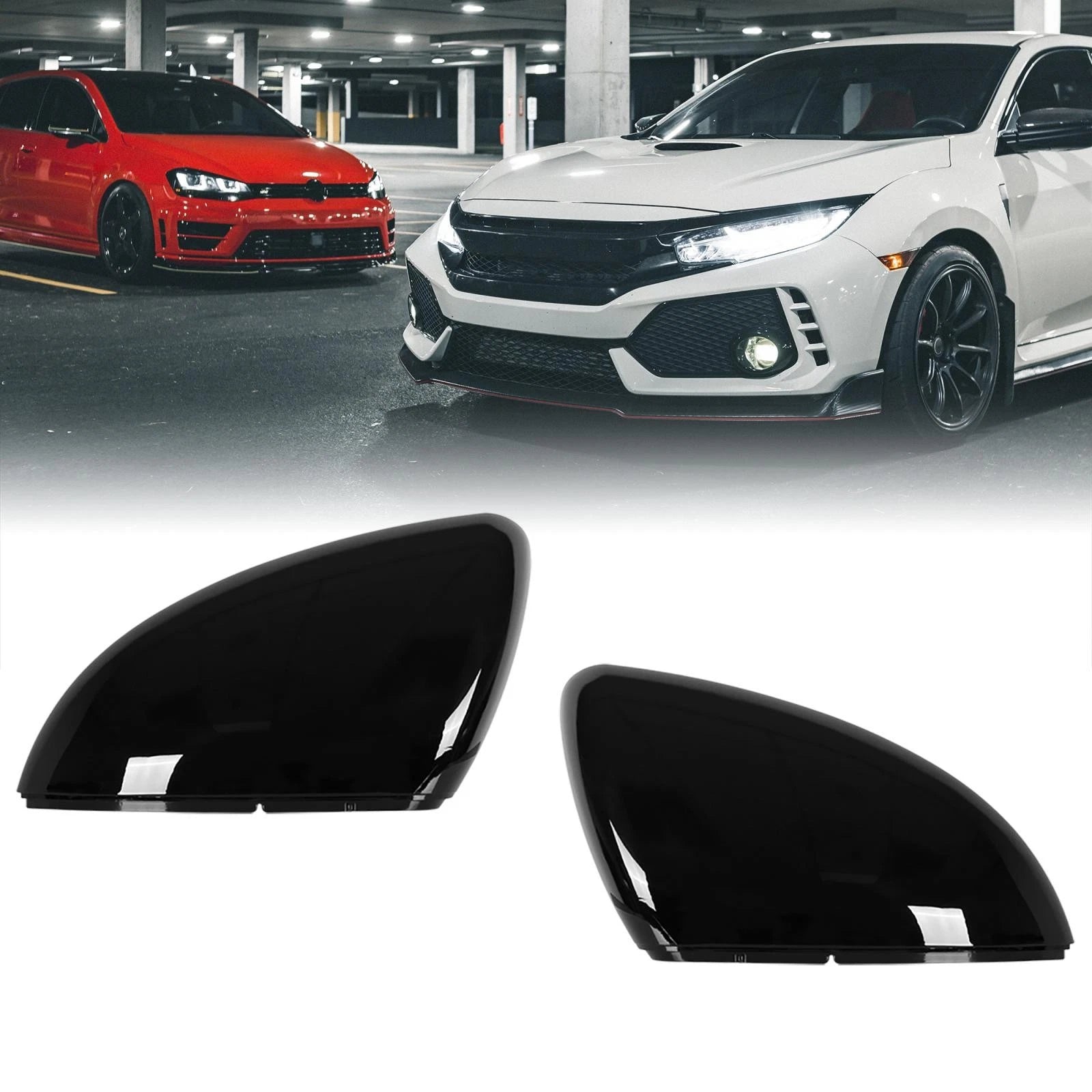Rear View Mirror Cover Cap Glossy Black Replacement for Volkswagen Golf 7 (2015–2021)