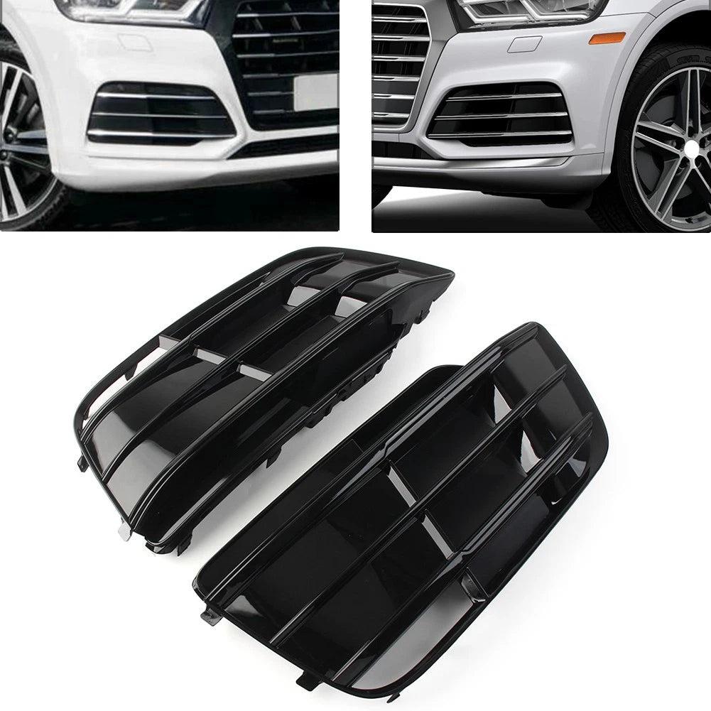 2X Front Bumper Fog Light Grille Cover for Audi Q5 SQ5 (2018–2022) Black