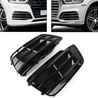 2X Front Bumper Fog Light Grille Cover for Audi Q5 SQ5 (2018–2022) Black