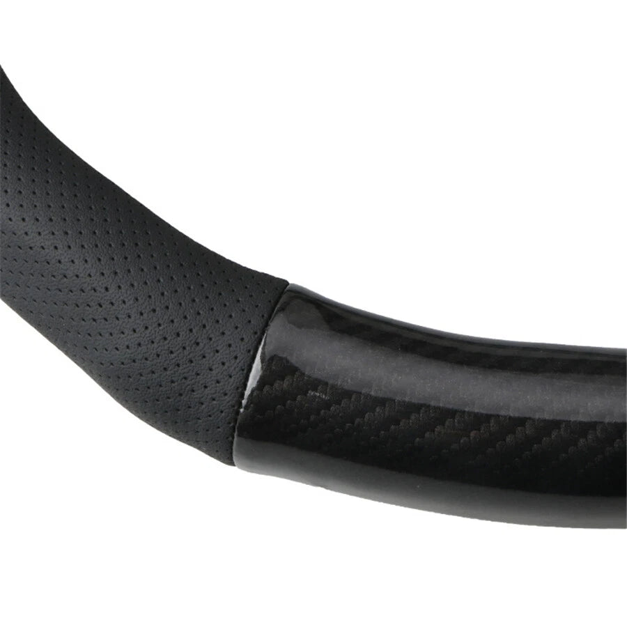 Steering Wheel Cover for D-type Car (38cm, Perforated PU Leather, Carbon Fiber)