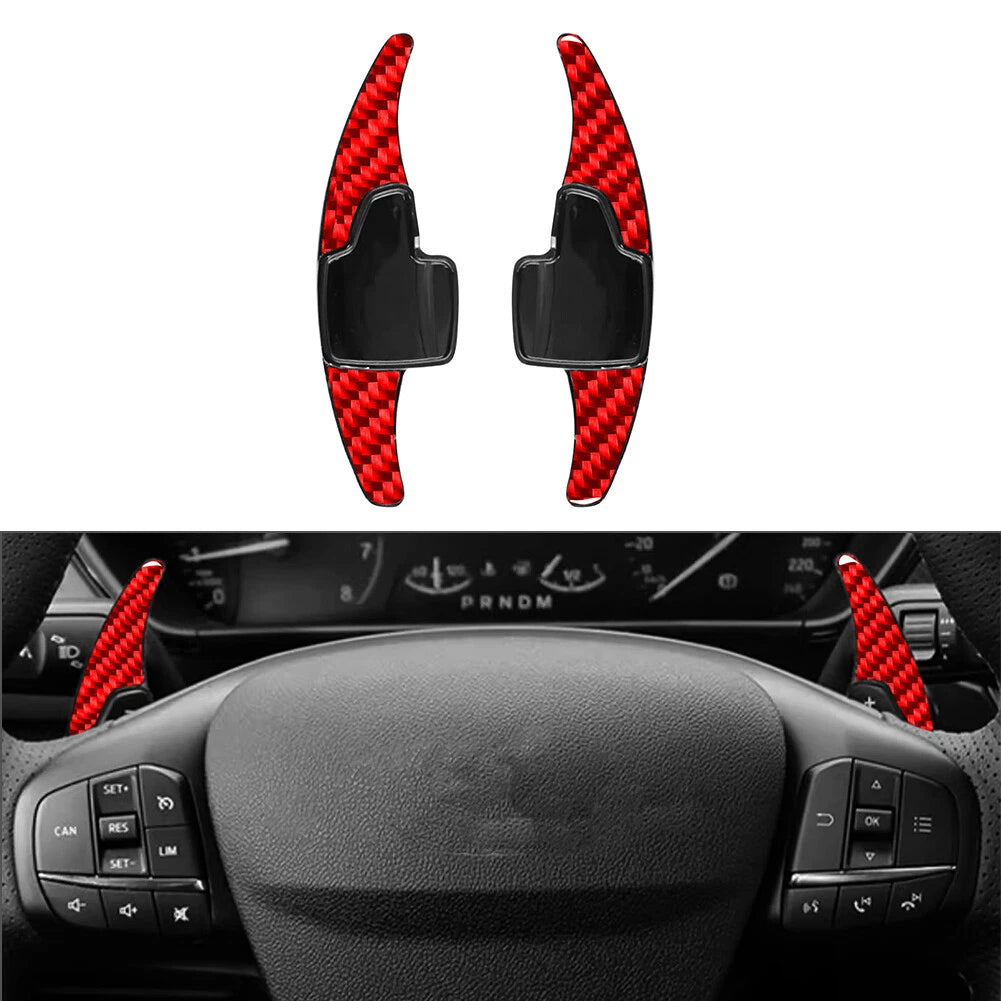 Steering Wheel Shifter Paddle Extensions for Ford Focus EcoSport Escape Kuga (2012–2023) - Red