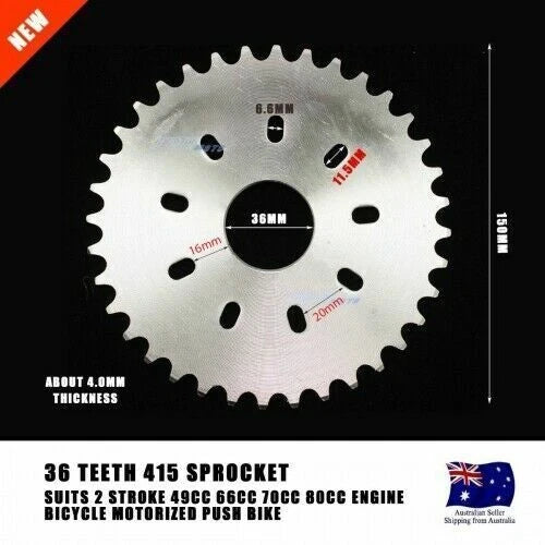 36T Rear Sprocket for Motorized Bicycle (49cc–80cc)