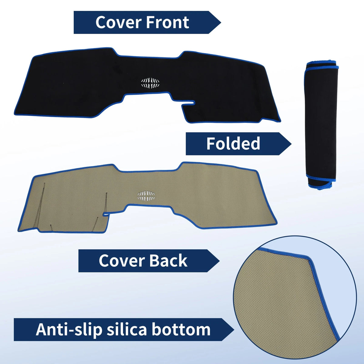 Dash Cover for Mazda CX-60 (2024–2026) Flannel Black with Blue Edge
