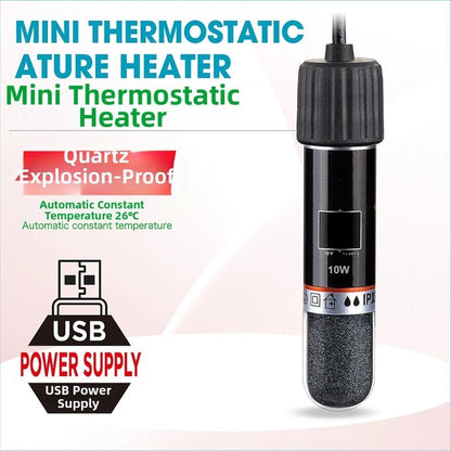 10W Automatic USB Aquarium Heater for Compact Tanks (26°C)