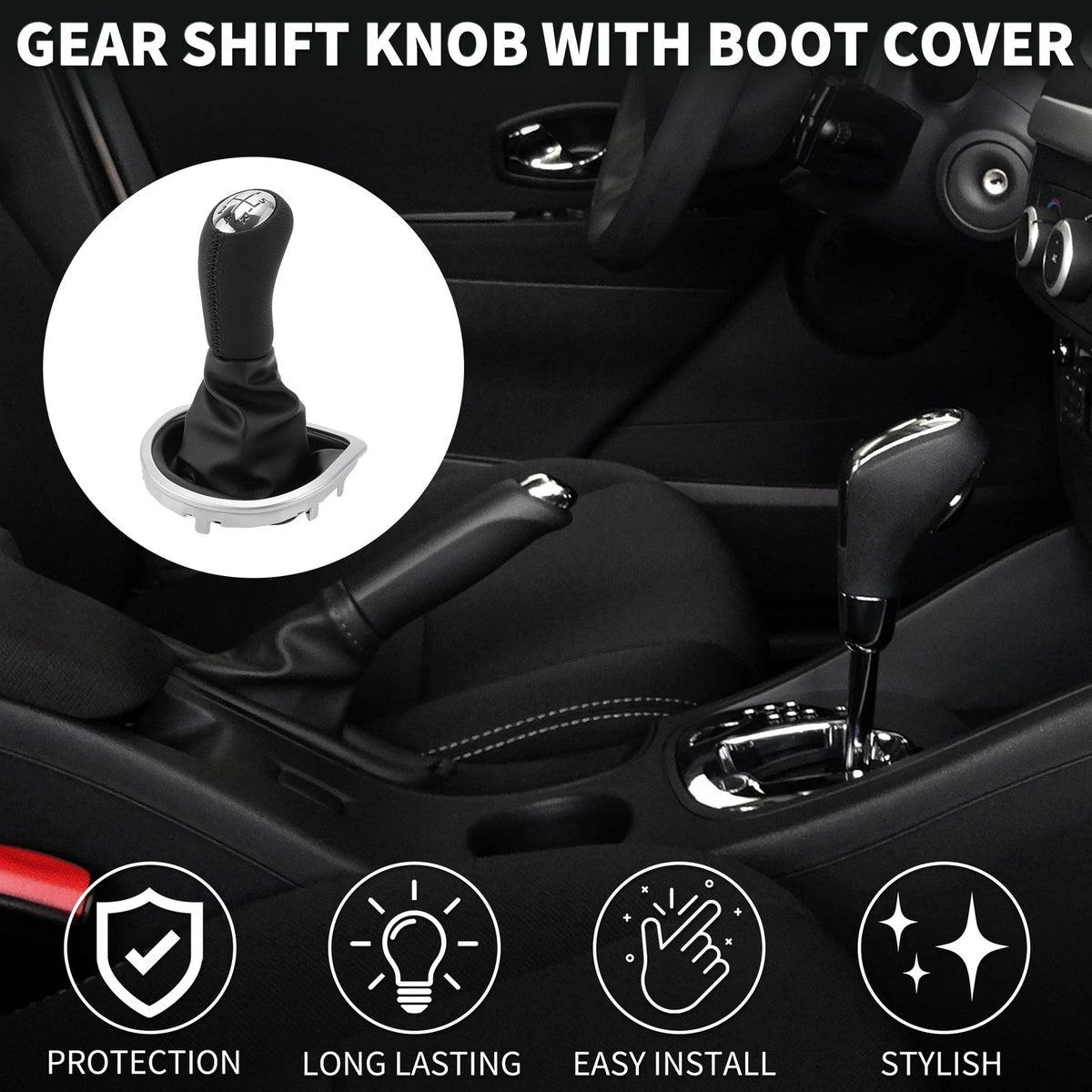 5 Speed Manual Gear Shift Knob with Cover for Renault Clio (2005–2014)