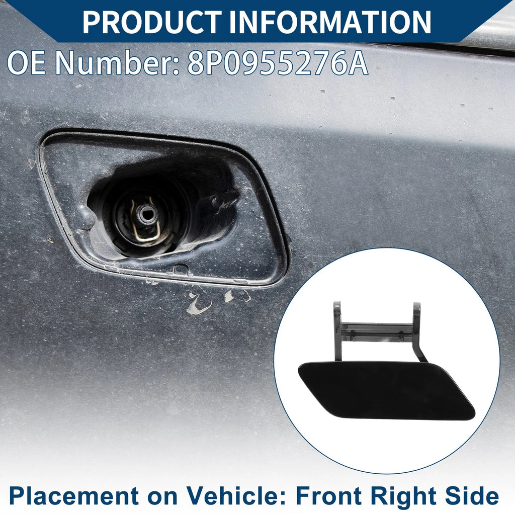 Washer Nozzle Cover Cap Front Right for Audi A3 (2008–2014) Black