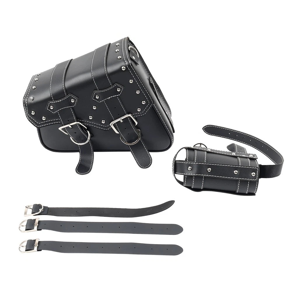 1PC Universal Motorcycle Saddle Bag Left Side #27C Black for Motorcycles