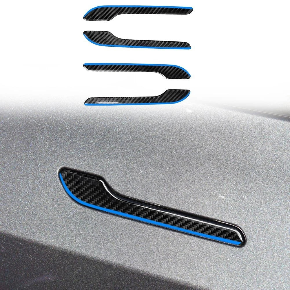 Set of 4 Carbon Fiber Door Handle Trim for Tesla Model 3 Y (2017–2021)