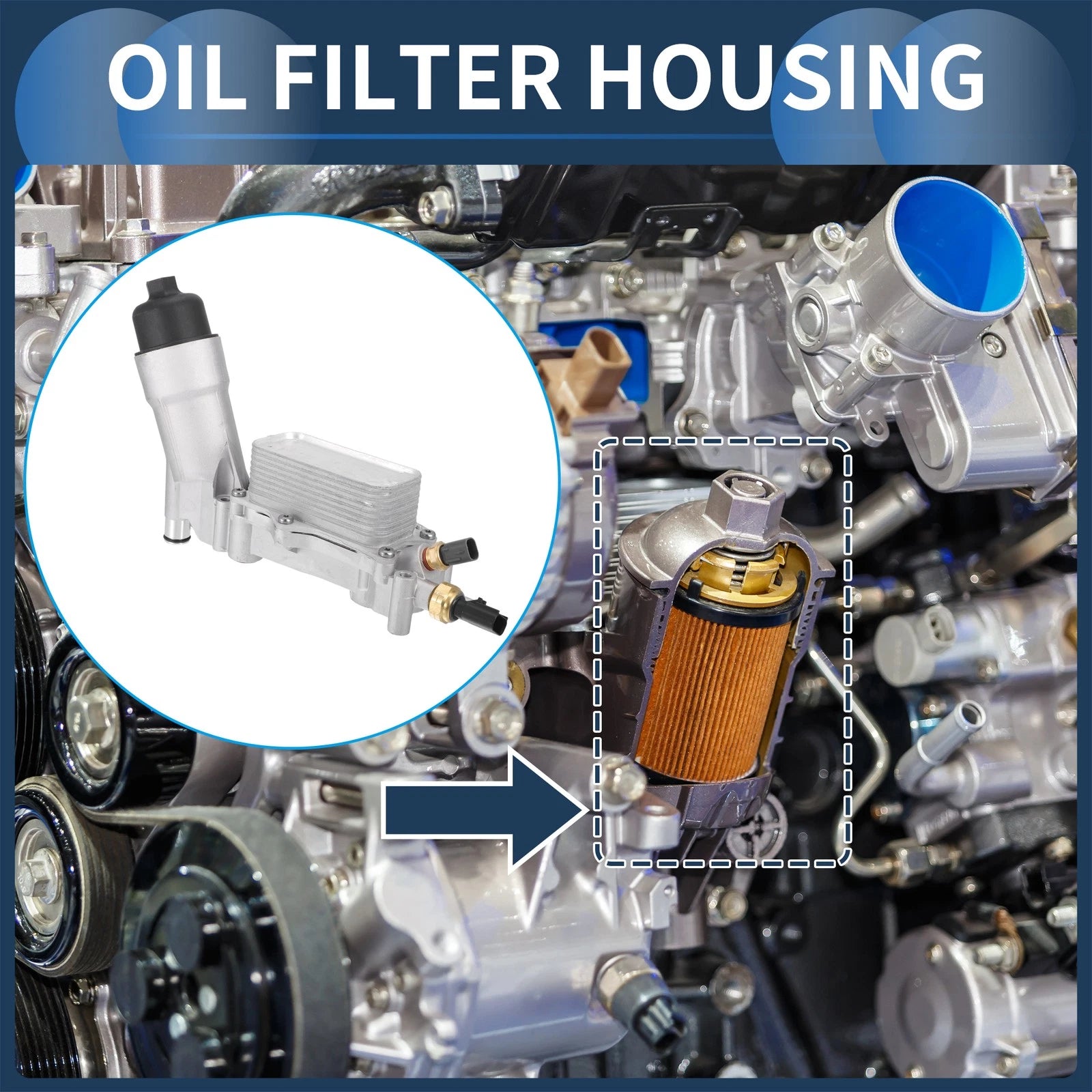 Engine Oil Cooler Filter Housing Set with Gaskets for Chrysler 200 (2011–2014)