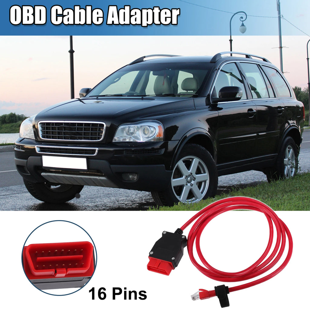 OBD Cable Adapter for Volvo Vehicles (2016) - Black Red Plastic