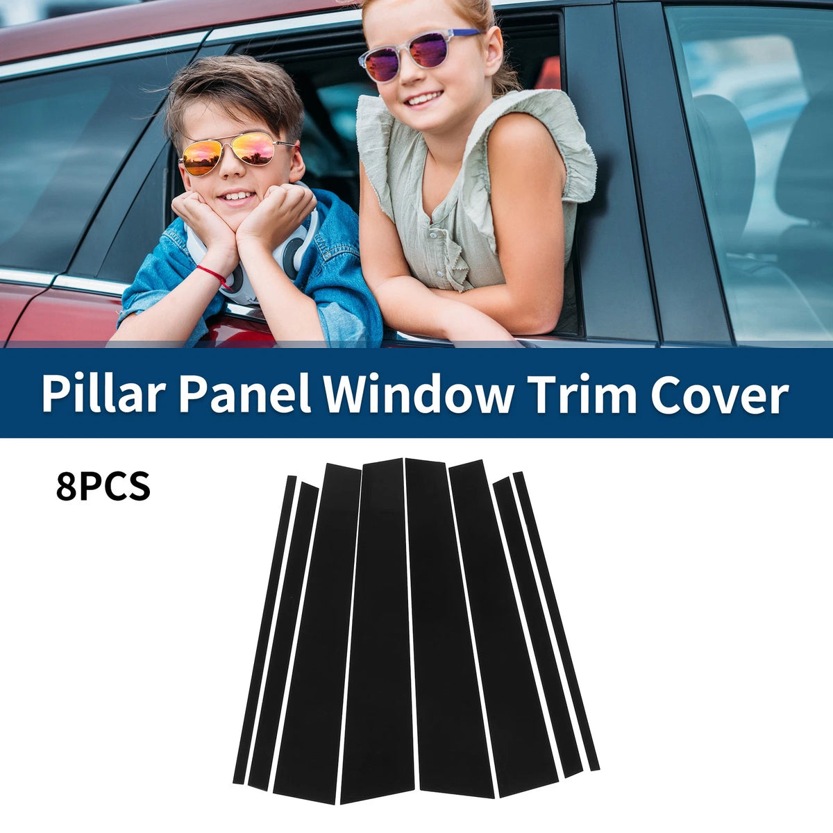 8 Pcs Window Trim Cover for Honda Pilot (2015–2022) Black