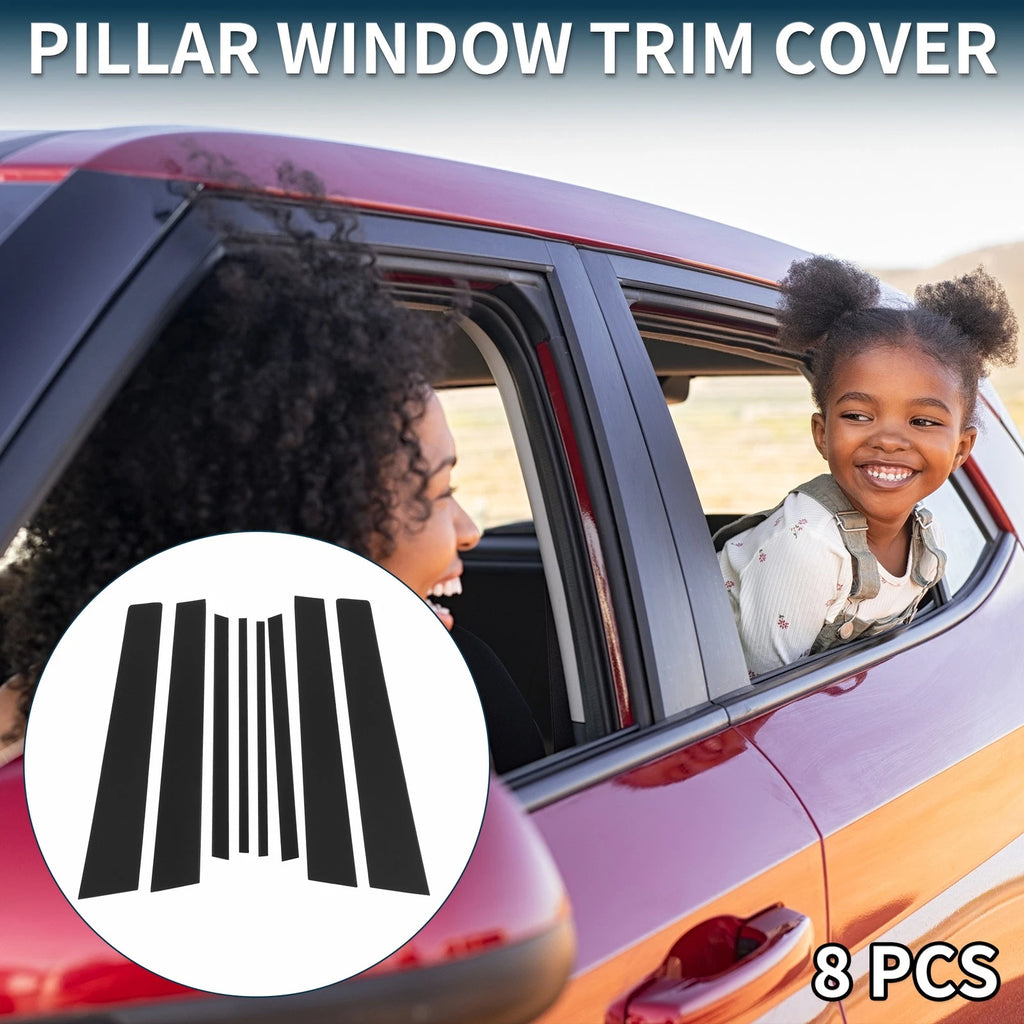 Door Pillar Window Trim Set for Toyota RAV4 2007–2012 Black (8 Piece)