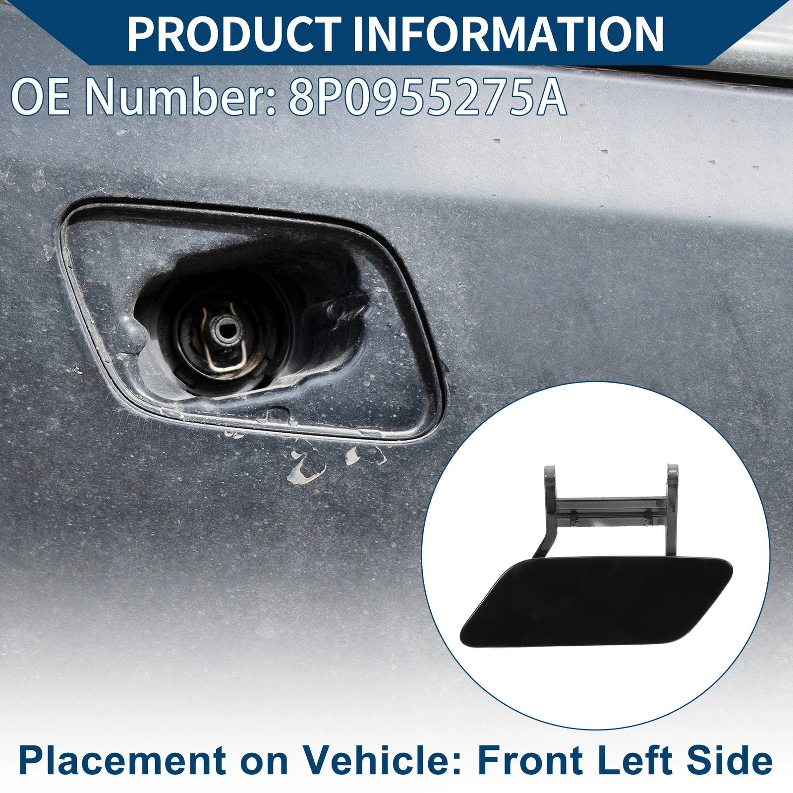 Washer Nozzle Cover Cap Front Left Replacement for Audi A3 (2008–2014)