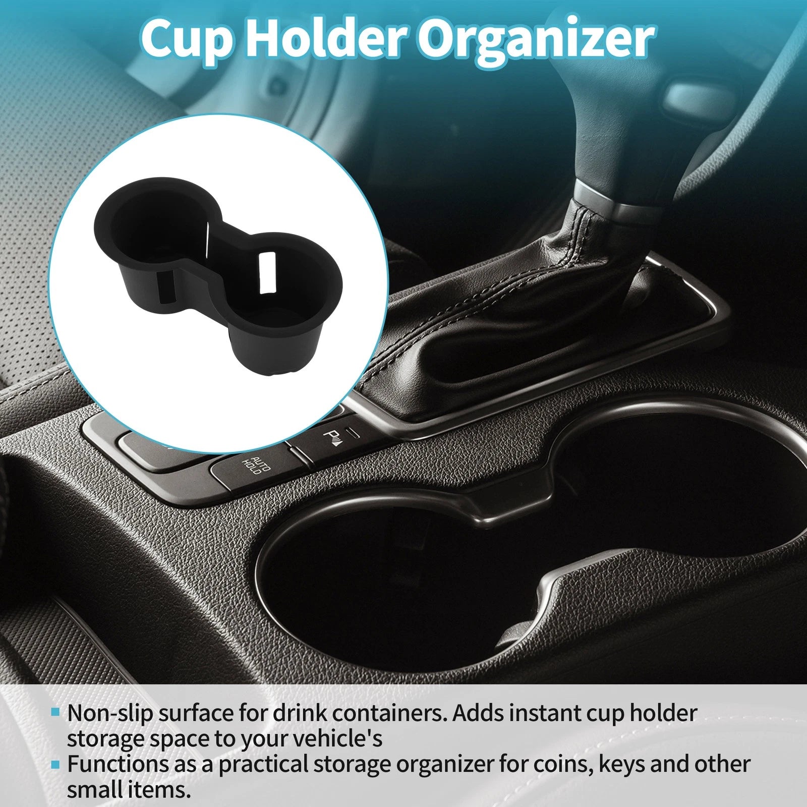 Center Console Cup Holder Organizer for Toyota Highlander (2020–2024) Black