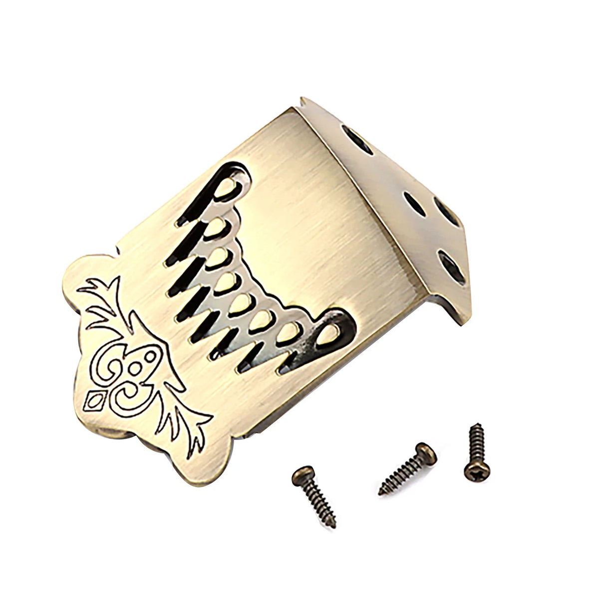 Replacement Tailpiece for Mandolin (8 String, Feather Pattern, Metal, Bronze)