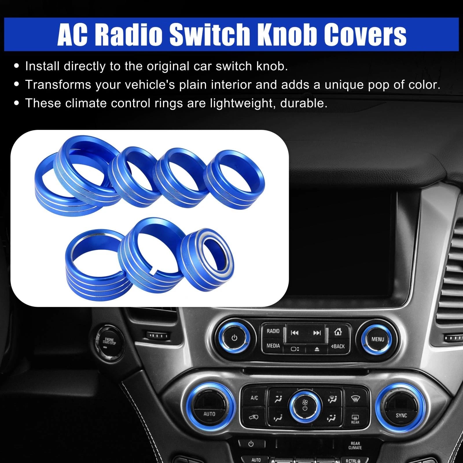 AC Radio Switch Knob Cover Set for Chevy Silverado GMC Sierra (2014–2018)