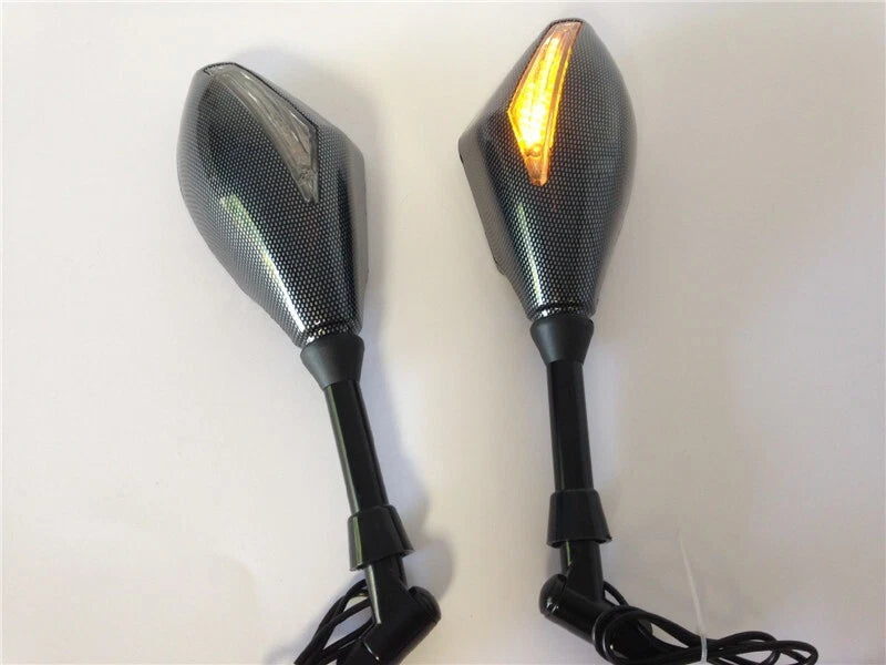Integrated LED Turn Signals Side Mirrors for Cruiser Chopper (M10 Bolts)