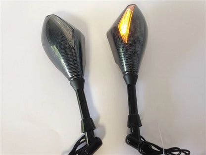 Integrated LED Turn Signals Side Mirrors for Cruiser Chopper (M10 Bolts)