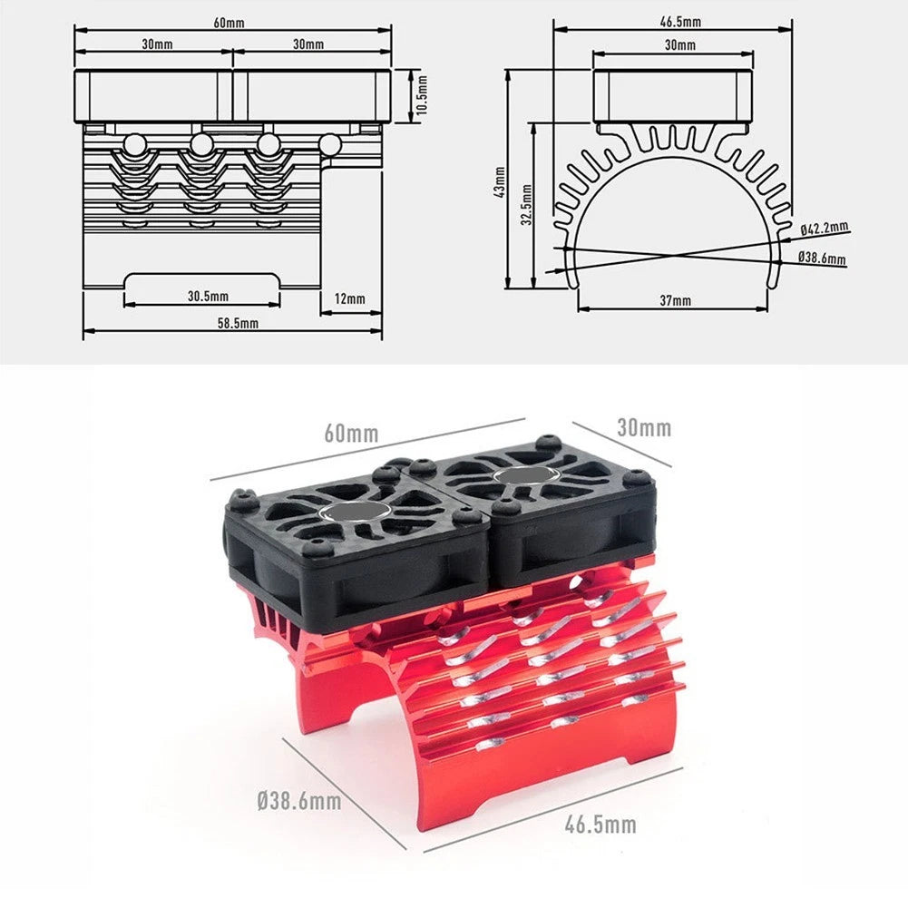 Dual-Fan Heatsink for Motor Cooling (Universal Fit)