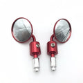CNC Red Round Handle Bar End Mirrors for Motorcycles (1" 25mm)