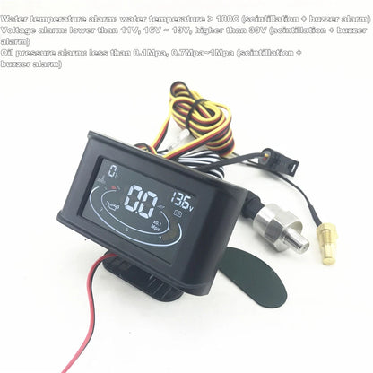 3 in 1 Car Digital Gauge Voltmeter Oil Pressure Water Temp Voltage Meter 1/8 NPT
