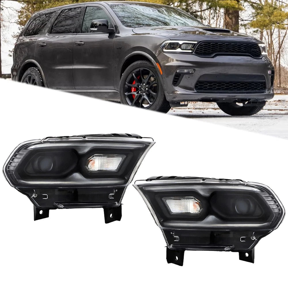 LED Headlight Assembly for Dodge Durango (2021–2023) Black w/Halogen