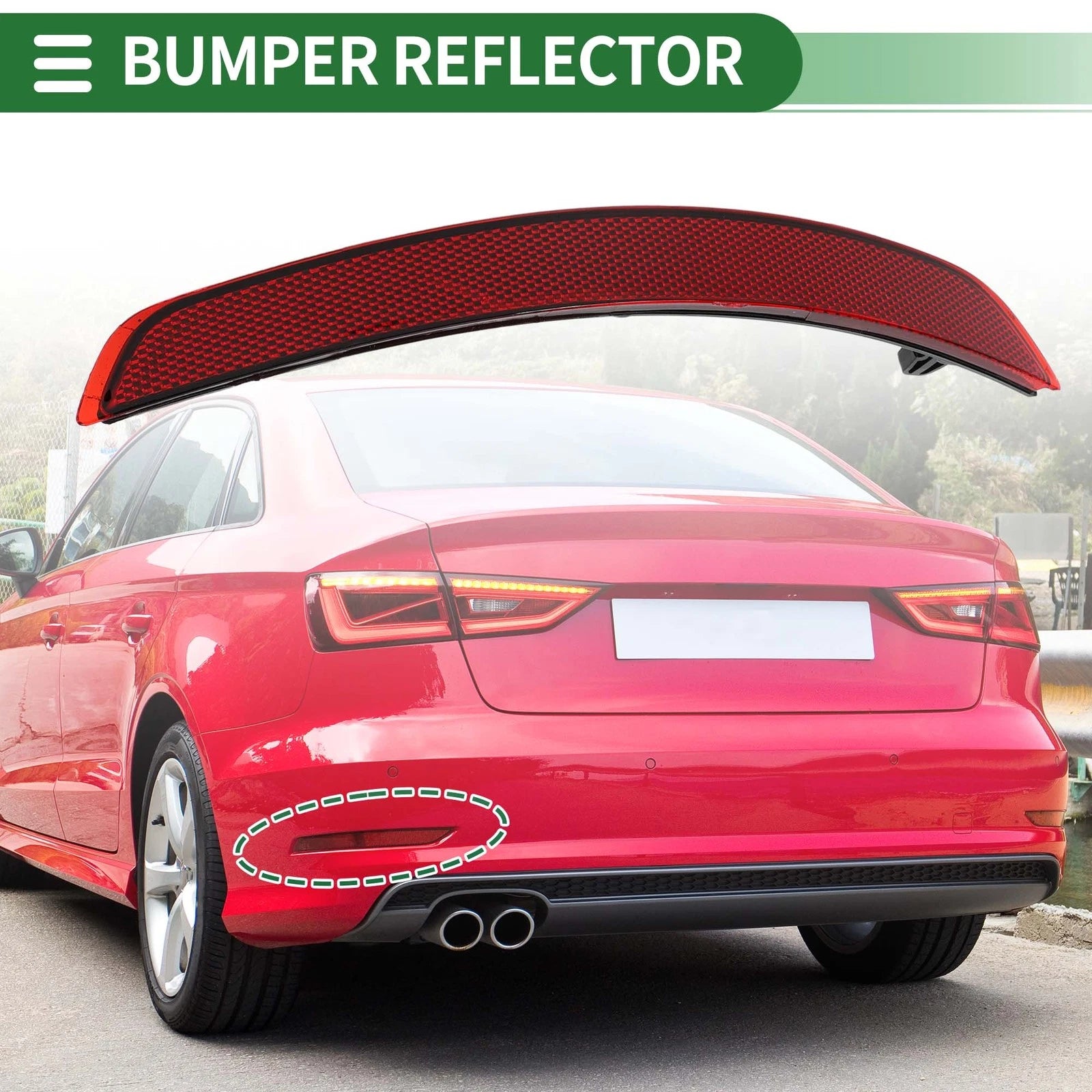 Bumper Reflector Rear Left Replacement for Audi A3 (2014–2016)