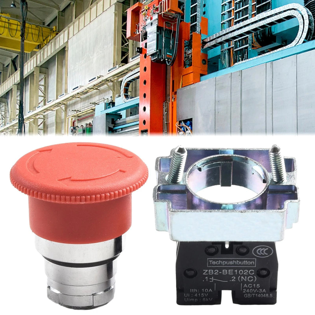 22mm Red Panel Mount Push Button Switch for Universal Applications
