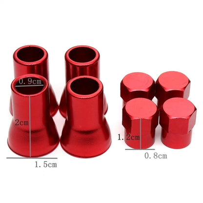 Set of 4 Red Stem Sleeves with Hex Cap for Spare Wheel