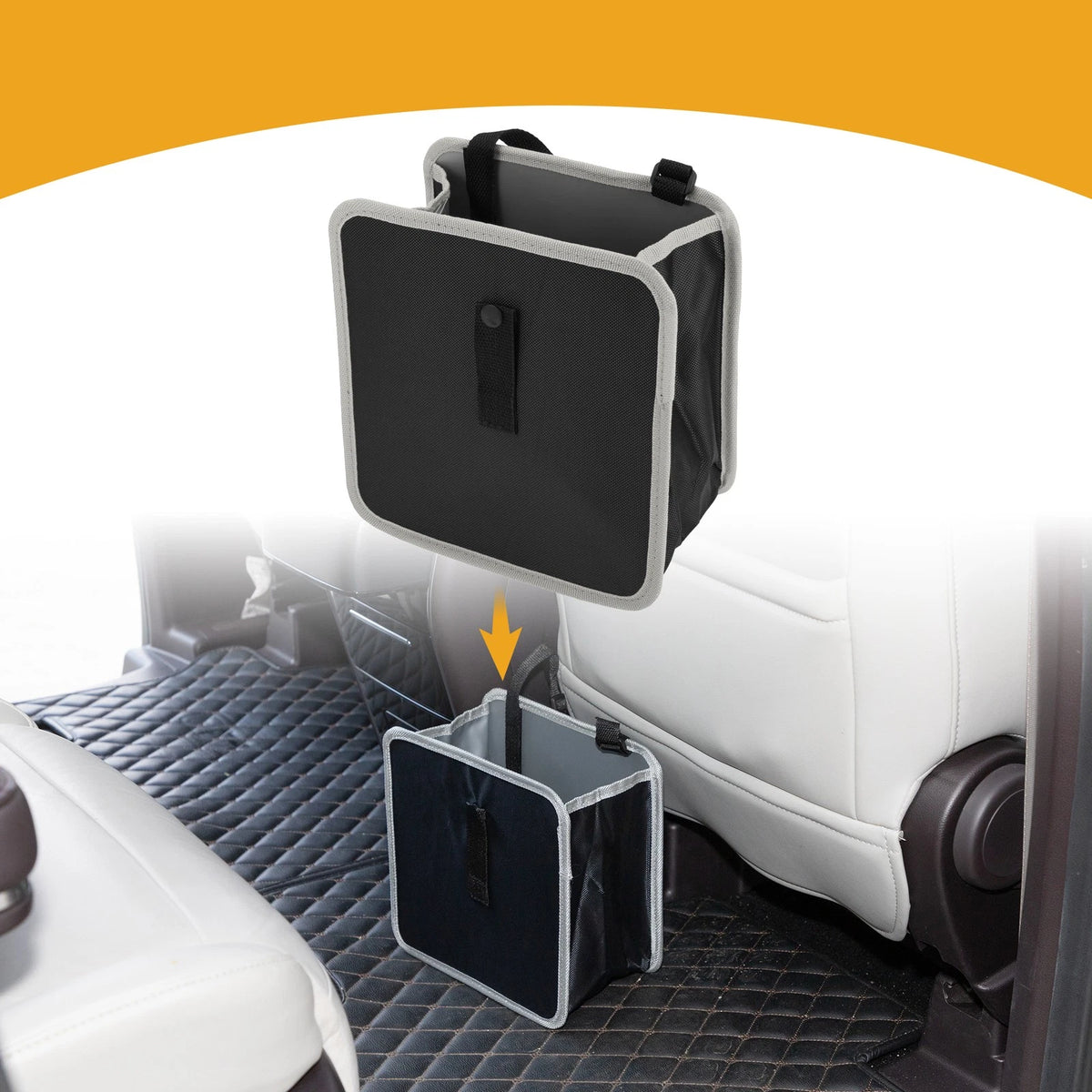 Car Trash Can for Universal Fit (1 pcs) - Hanging Folding Oxford Cloth Black Gray