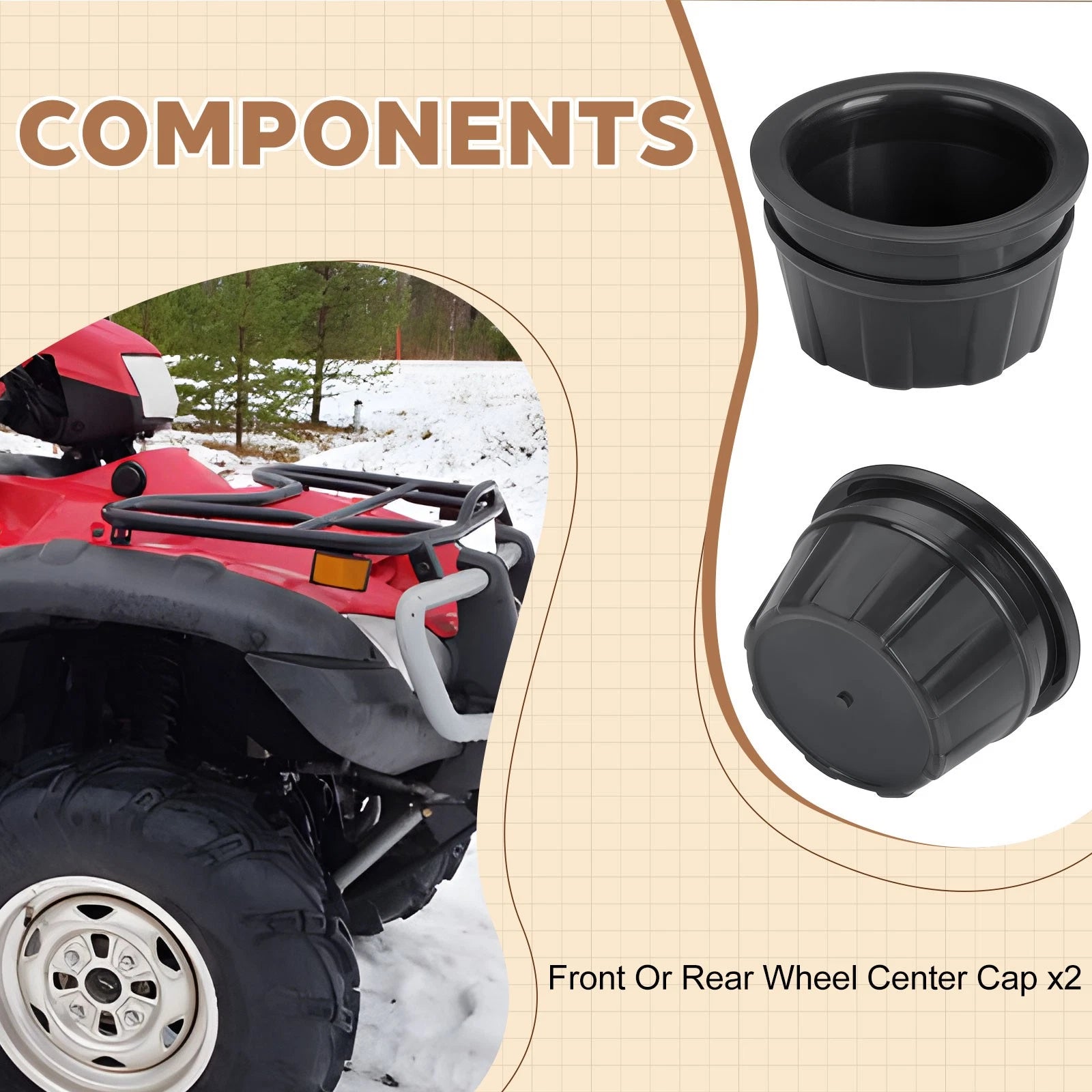 2X Wheel Center Cap for Honda Rincon 650 680 TRX650 TRX680 (2003–2014)