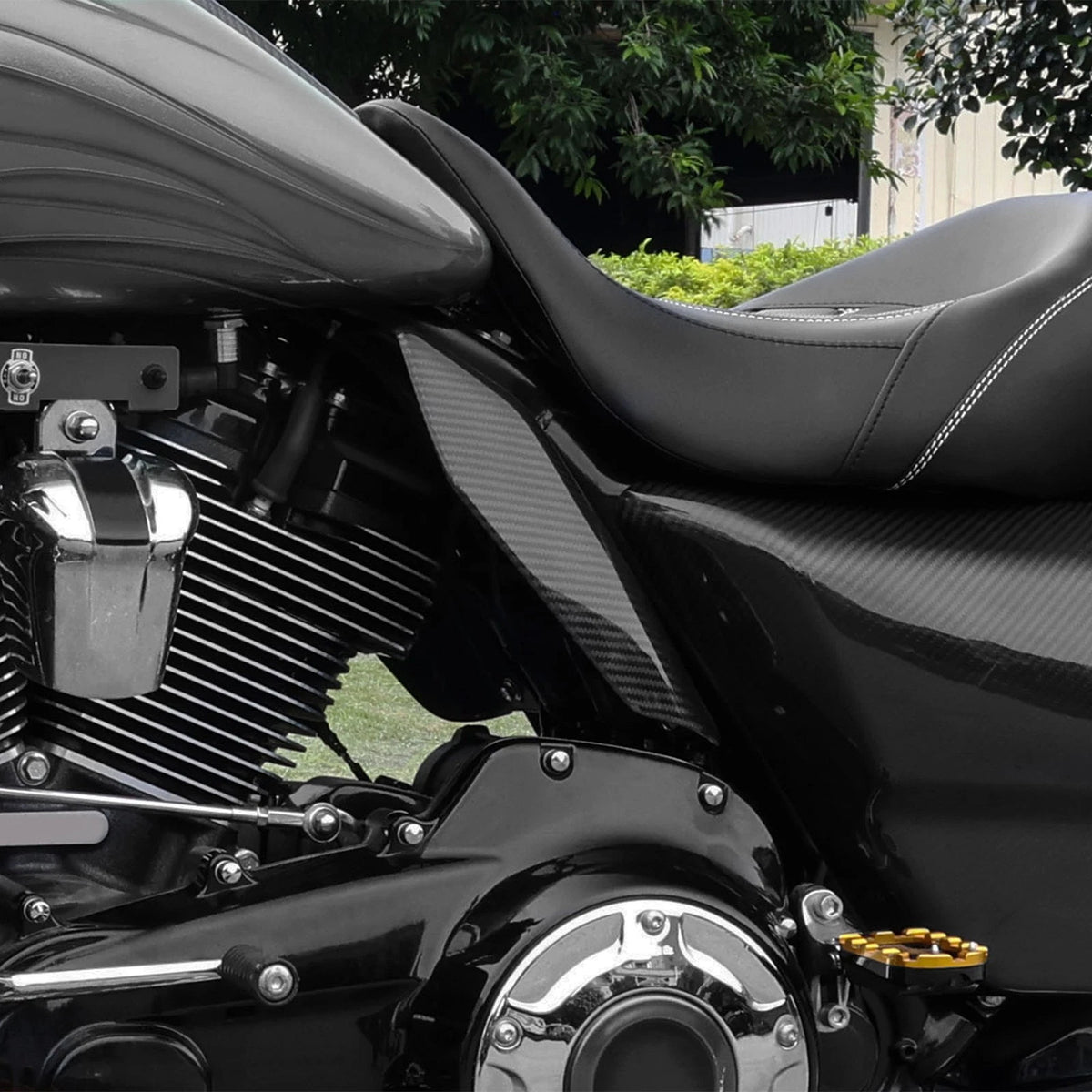 Carbon Fiber Matte Black Mid-Frame Air Deflector for Harley Touring (2009–2023)
