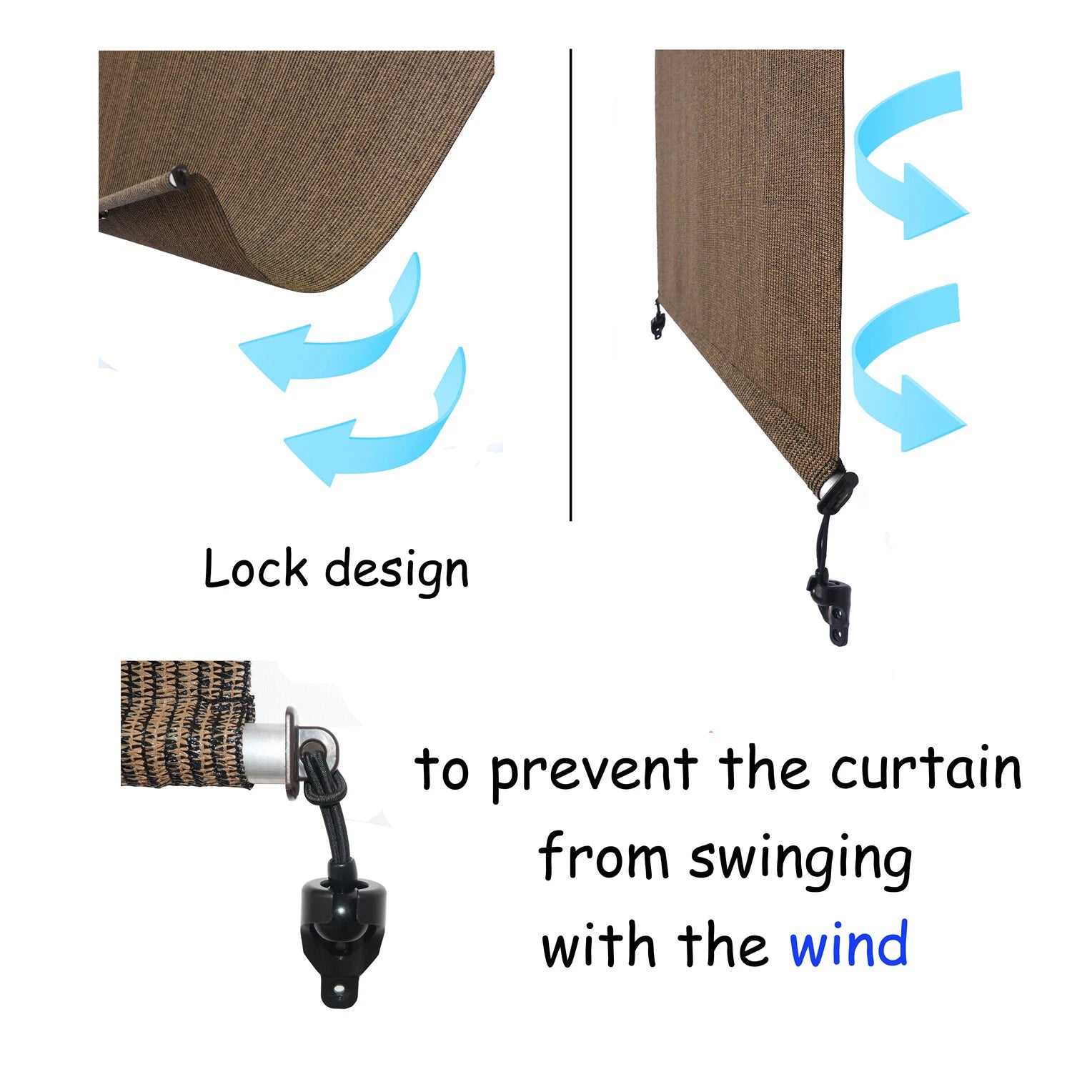Roller Shade Blind for Deck Porch Balcony Patio (Light Filter, Mocha)
