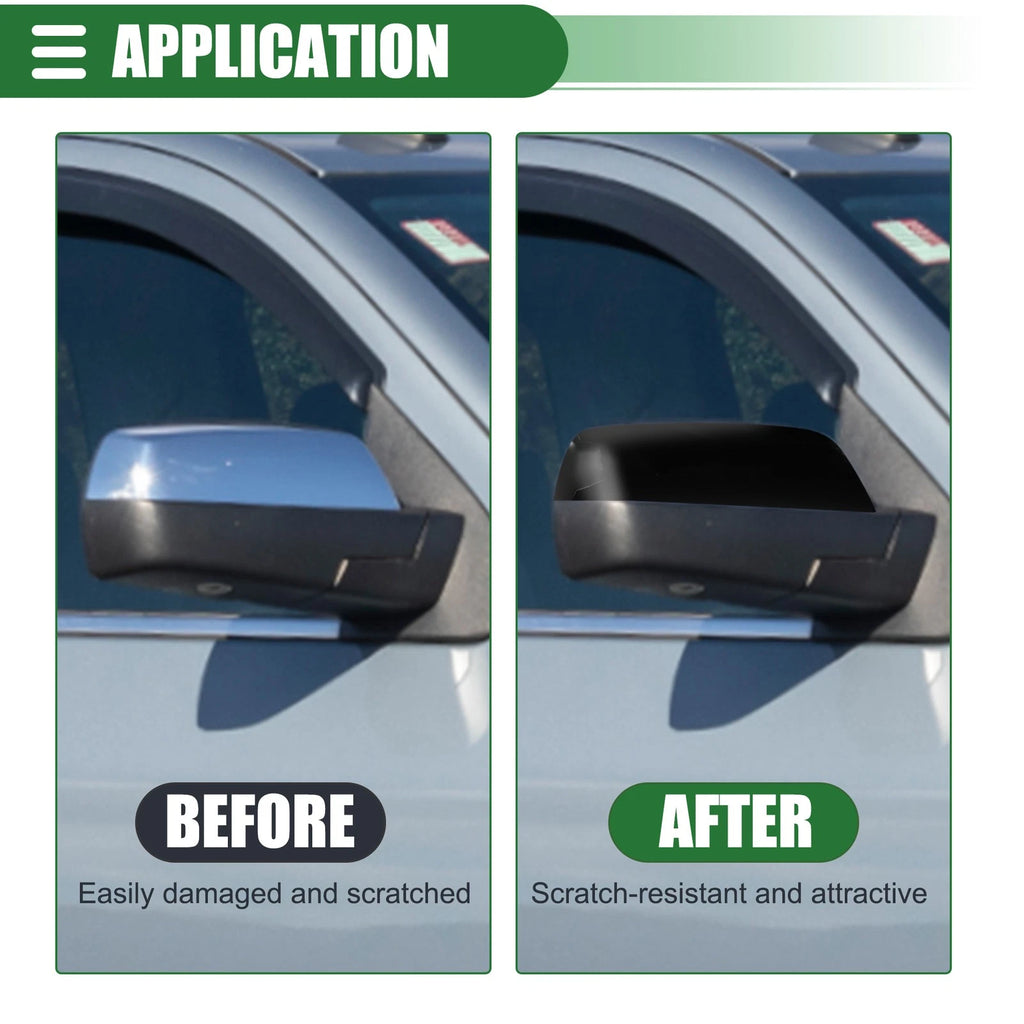 Pair Rearview Mirror Covers Replacement for Chevrolet Silverado 1500 (2014–2019) Gloss Black