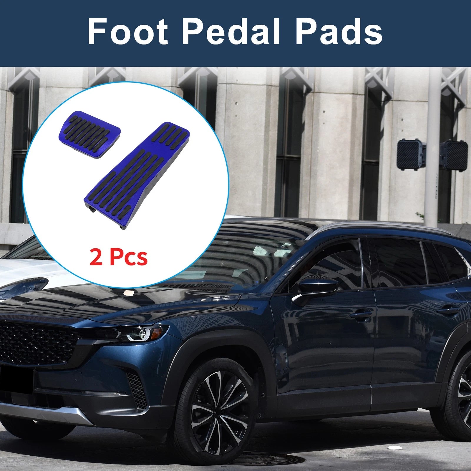 2Pcs Automatic Foot Accelerator Pedal Covers Aluminum Alloy for No Mark Blue
