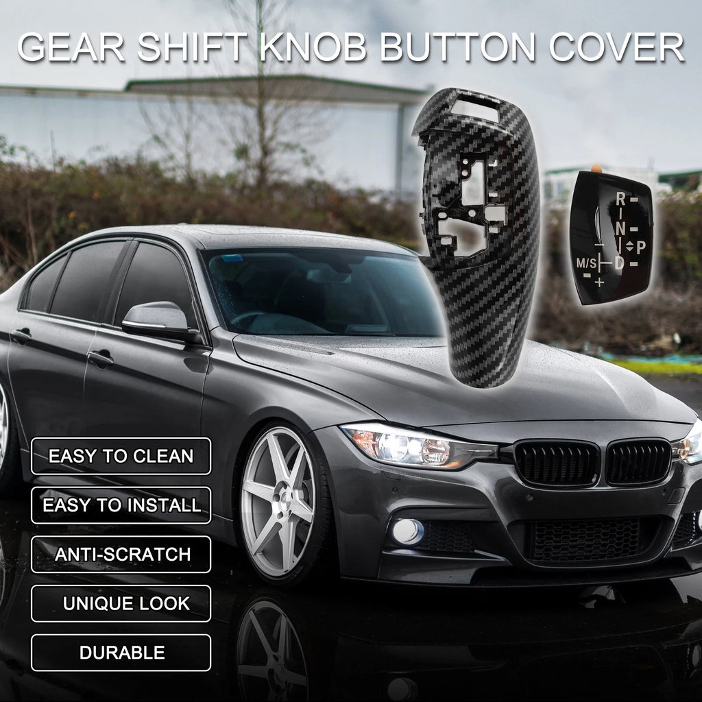 Gear Shift Knob Button Cover Replacement for BMW 1 Series Carbon Fiber Black (2017–2020)