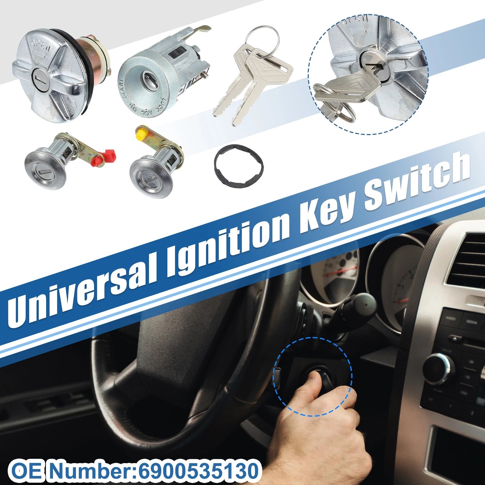 Ignition Switch Cylinder Set with Keys for Toyota Pickup (2005–2015)