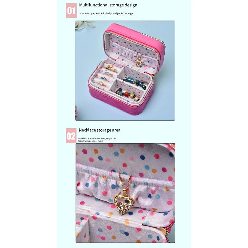Jewelry Storage Box for Rings and Necklaces (Embroidered Design)
