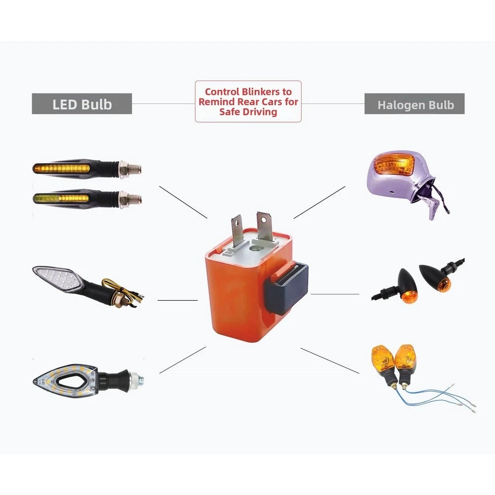 12V Adjustable Motorcycle LED Flasher Relay Turn Signal Blinker for Halogen