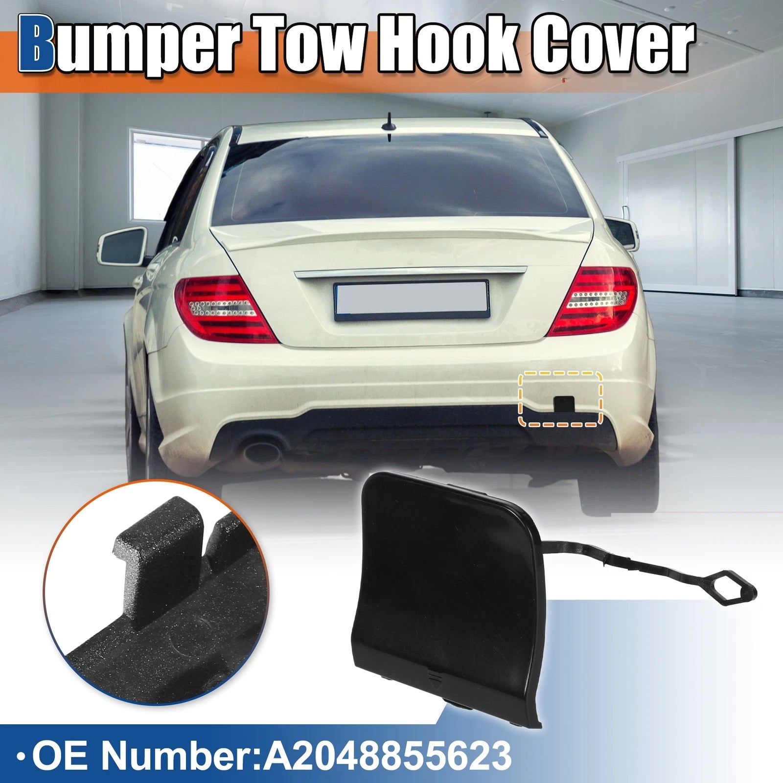 Rear Tow Hook Cover Replacement for Mercedes-Benz C-Class (2015–2021)