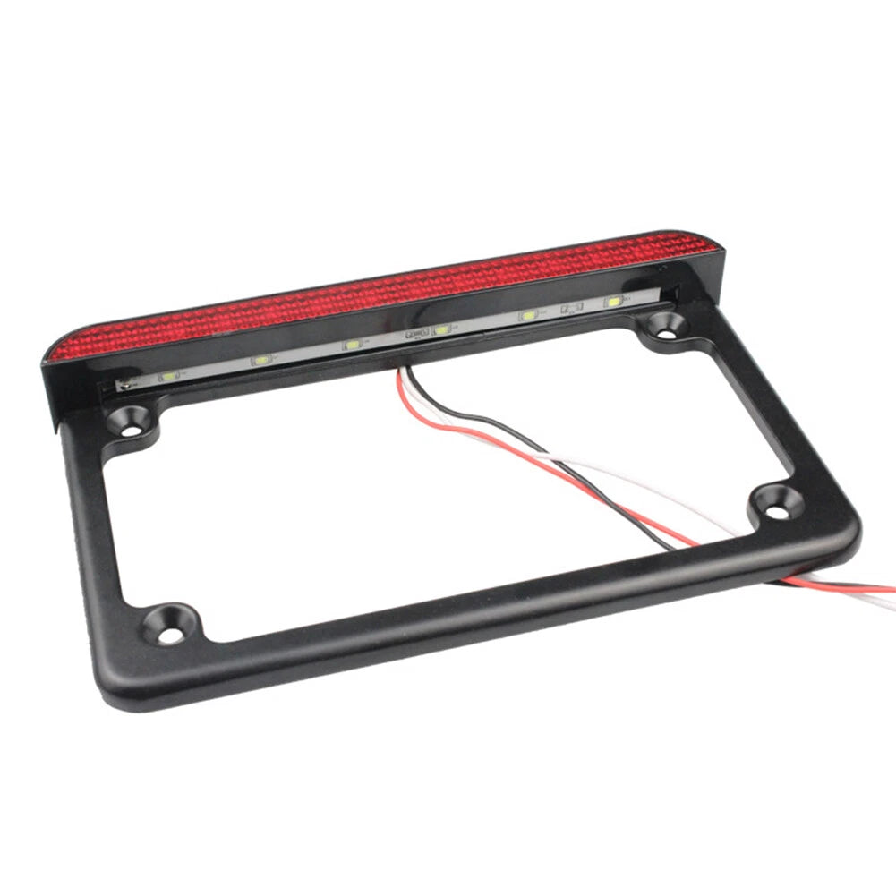 Motorcycle License Plate Frame with LED Light for Motorcycle