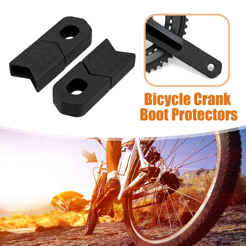 2 Set Silicone Bicycle Crank Boot Protectors for Black Crank Arms (Universal)
